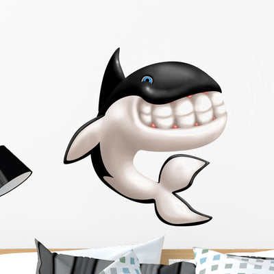Orca Smile Wall Decal shown on a wall