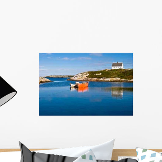 Fisherman's House and Boats in a Bay Peggy's Cove Wall Mural