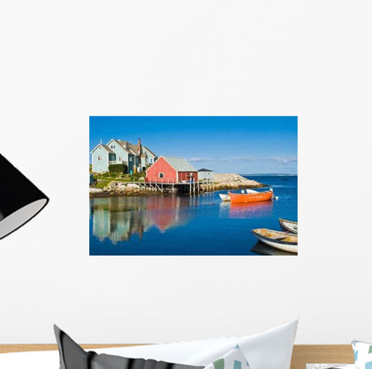 Fisherman's House and Boats in a Bay Peggy's Cove Wall Mural