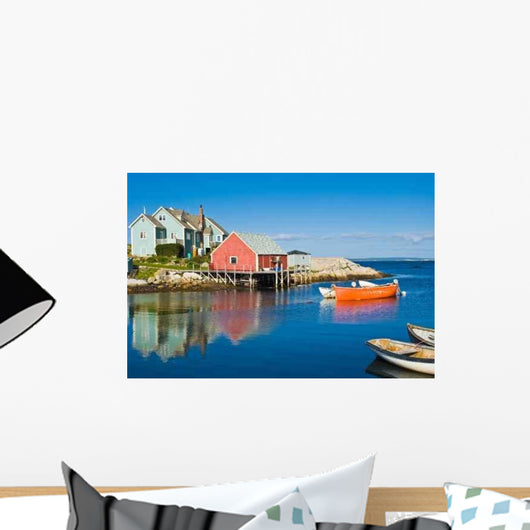 Fisherman's House and Boats in a Bay Peggy's Cove Wall Mural