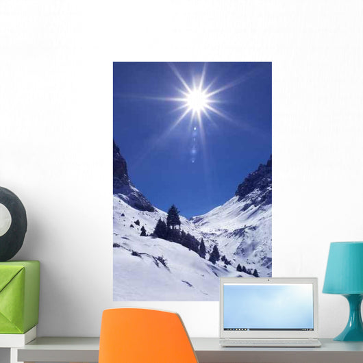Bright Sun Winter Mountains Wall Decal