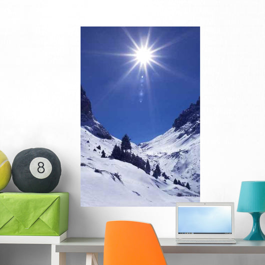 Bright Sun Winter Mountains Wall Decal