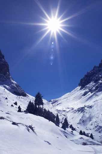 Bright Sun Winter Mountains Wall Decal