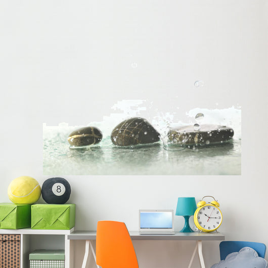 Wet Zen Stones with Wall Decal