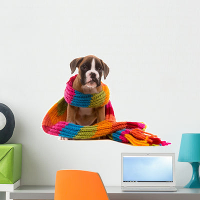 Beautiful Boxer Puppy Wall Decal shown on a wall