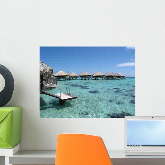 Tahiti Overwater Bungalows Wall Decal