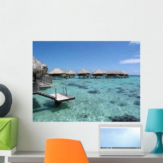 Tahiti Overwater Bungalows Wall Decal