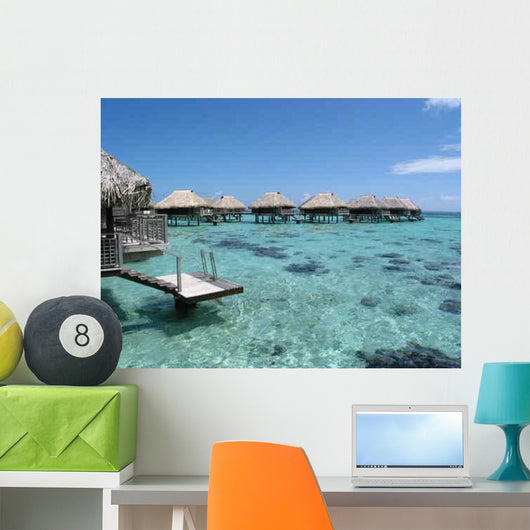 Tahiti Overwater Bungalows Wall Decal