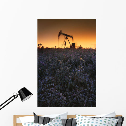 Pumpjack In A Field, Alberta, Canada Wall Mural