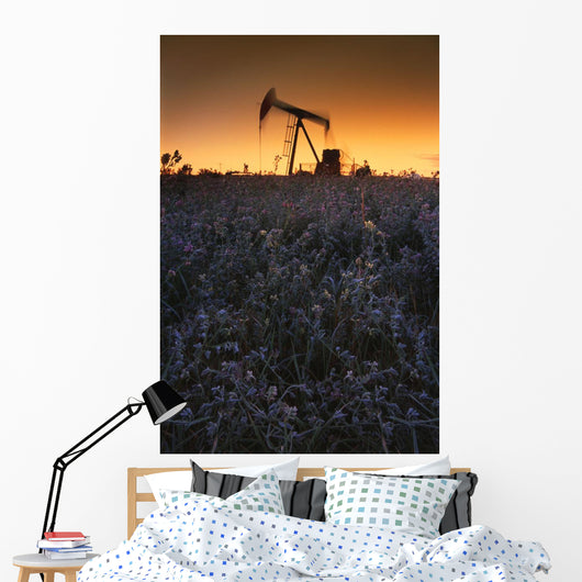 Pumpjack In A Field, Alberta, Canada Wall Mural