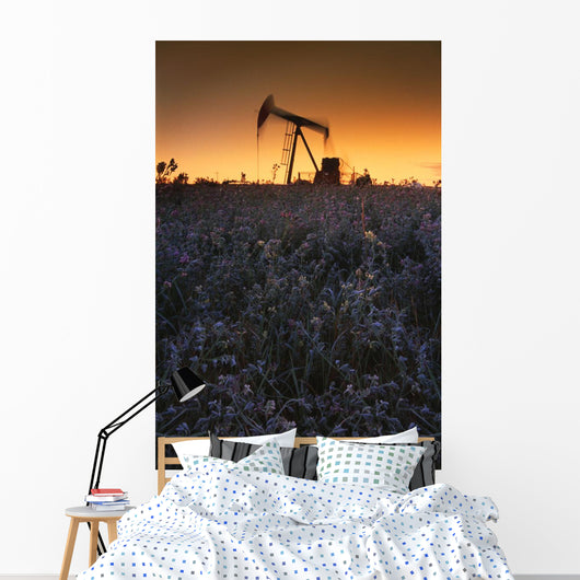 Pumpjack In A Field, Alberta, Canada Wall Mural