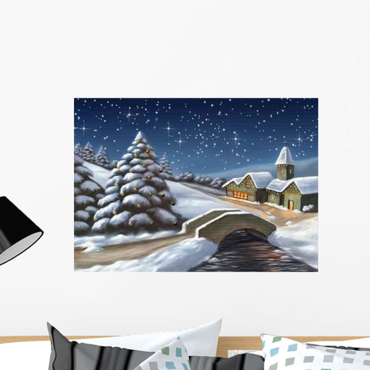 Enchanted Christmas Landscape Digital Wall Decal