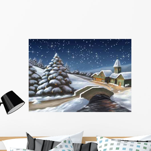 Enchanted Christmas Landscape Digital Wall Decal