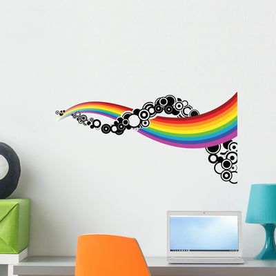 Colorful Abstract Rainbow Wall Decal shown on a wall