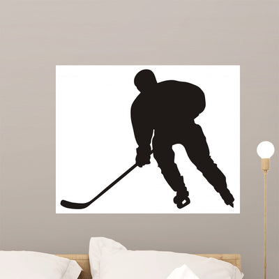 Hockey Player Wall Decal Design 2 shown on a wall