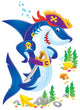Shark Pirate Clip-art with Wall Decal Design 2