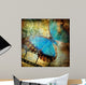 Grungy Artwork with Butterfly Wall Decal