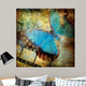 Grungy Artwork with Butterfly Wall Decal