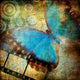 Grungy Artwork with Butterfly Wall Decal