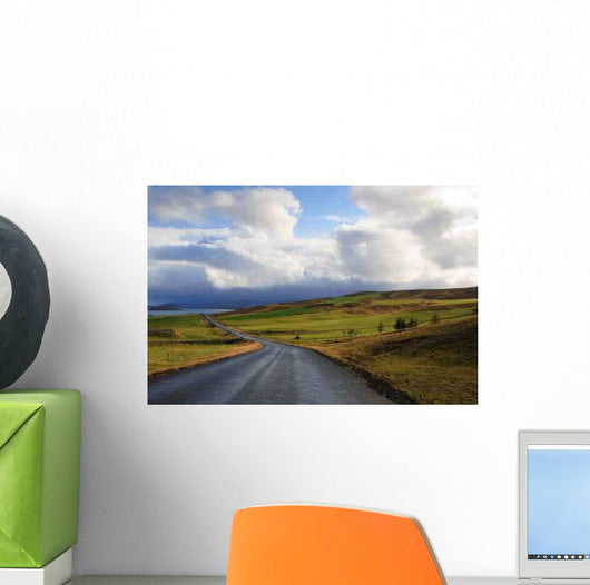 Road Bright Green Fields Wall Decal