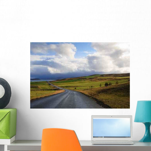 Road Bright Green Fields Wall Decal