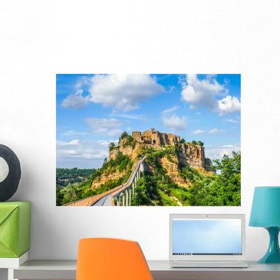 Famous Civita Di Bagnoregio Wall Decal shown on a wall