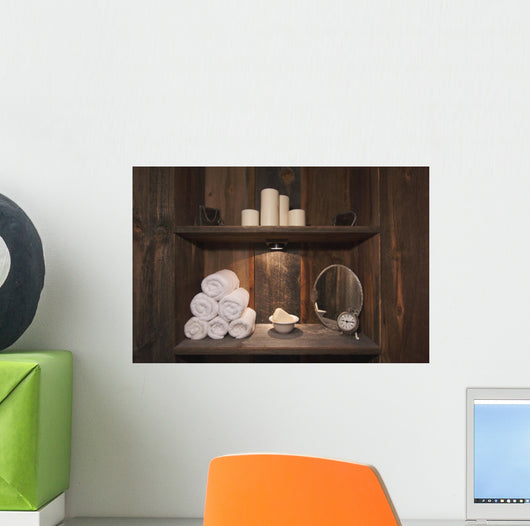 Rustic Spa Scene with Wall Decal
