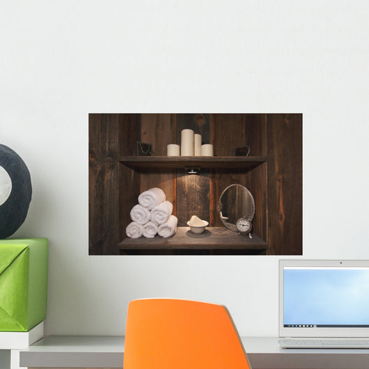 Rustic Spa Scene with Wall Decal