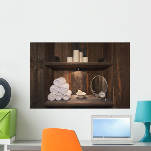 Rustic Spa Scene with Wall Decal