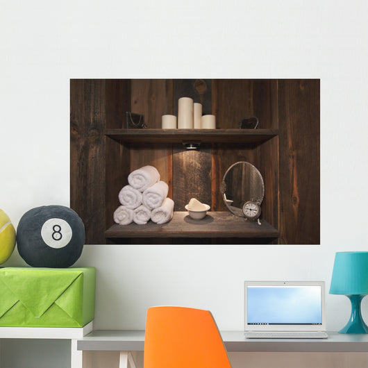 Rustic Spa Scene with Wall Decal