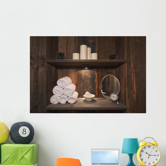 Rustic Spa Scene with Wall Decal