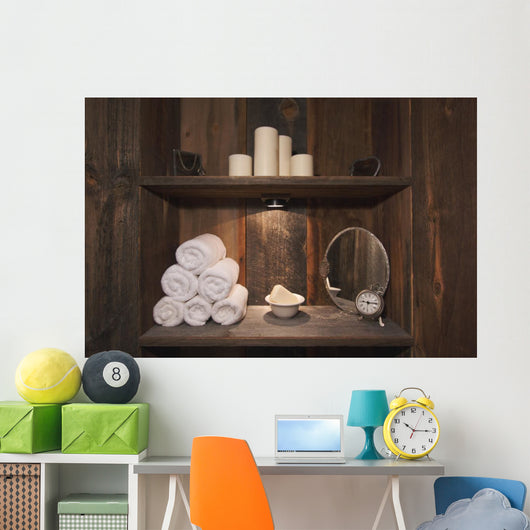 Rustic Spa Scene with Wall Decal