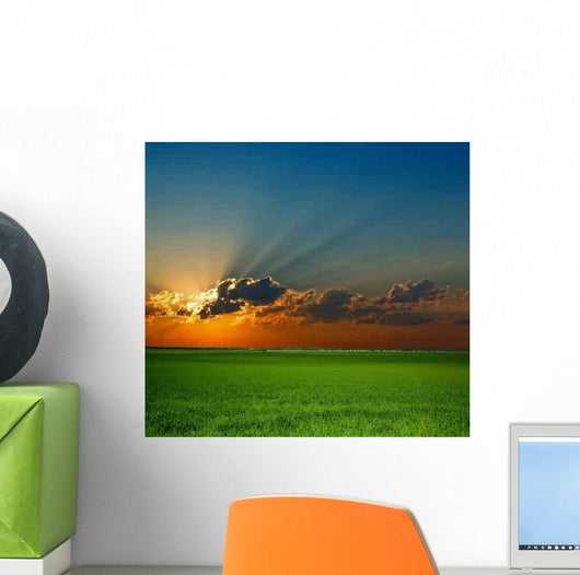 Sunrise Field Image Green Wall Decal