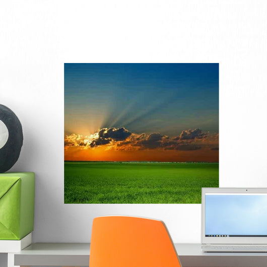 Sunrise Field Image Green Wall Decal