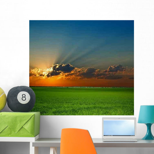 Sunrise Field Image Green Wall Decal