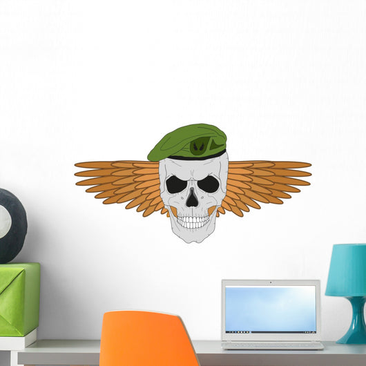 Skull Green Beret Wall Decal
