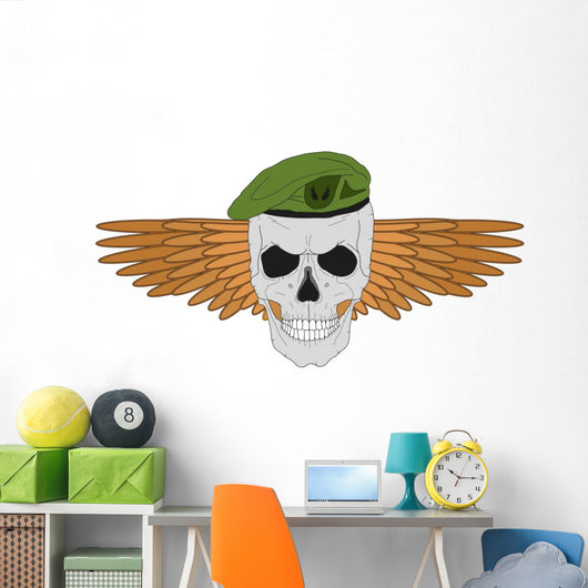 Skull Green Beret Wall Decal