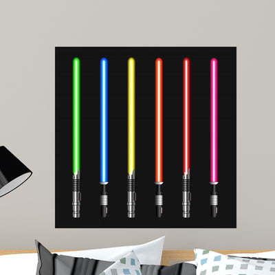 Vector Modern Light Swords Wall Decal shown on a wall