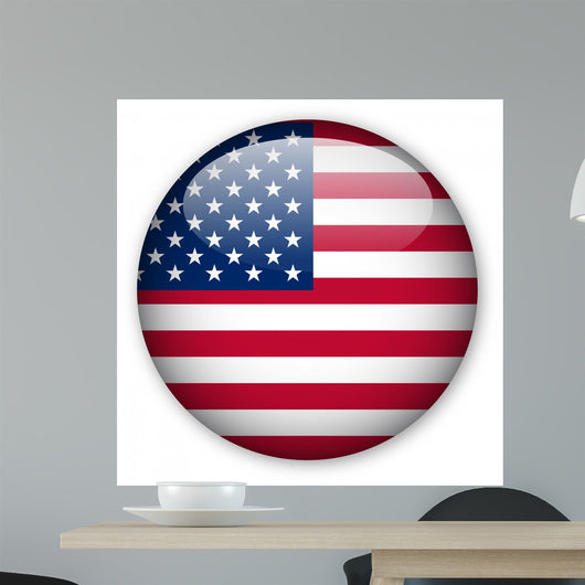 USA Flag Button Wall Decal