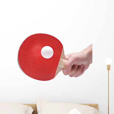 Table Tennis Player White Wall Decal shown on a wall