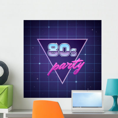 Eighties Party Wall Decal shown on a wall