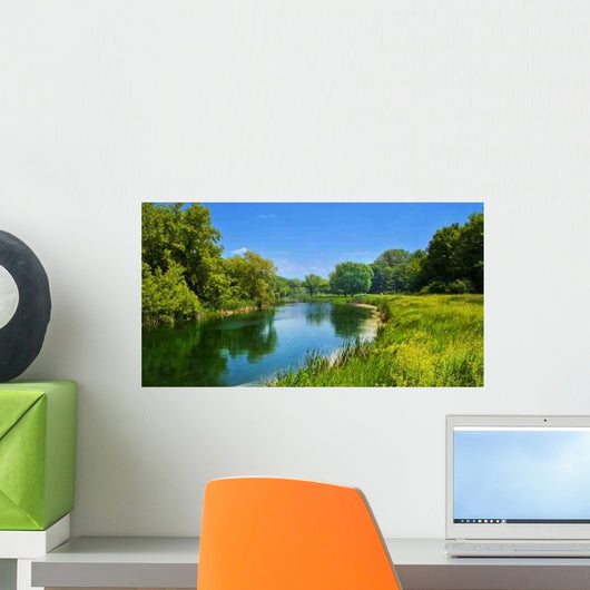 Summer Landscape with River Wall Decal