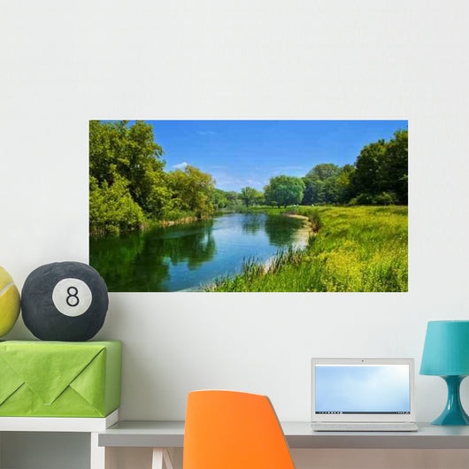 Summer Landscape with River Wall Decal