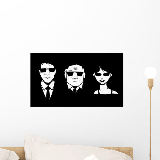 Three Person Glasses and Wall Decal