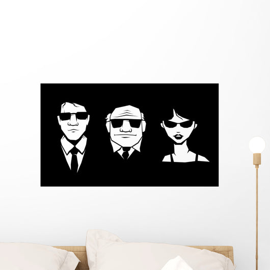Three Person Glasses and Wall Decal