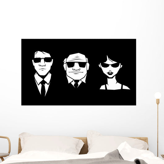 Three Person Glasses and Wall Decal