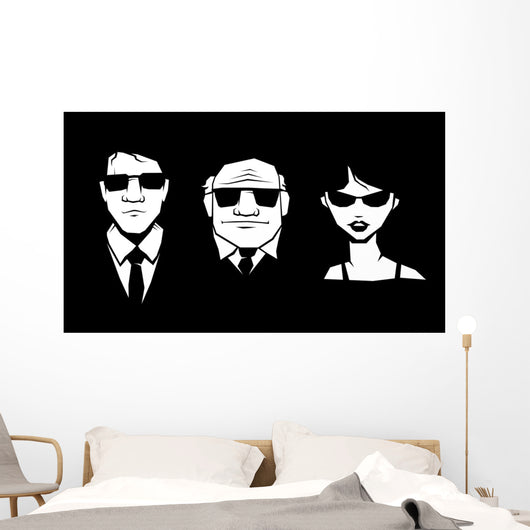 Three Person Glasses and Wall Decal