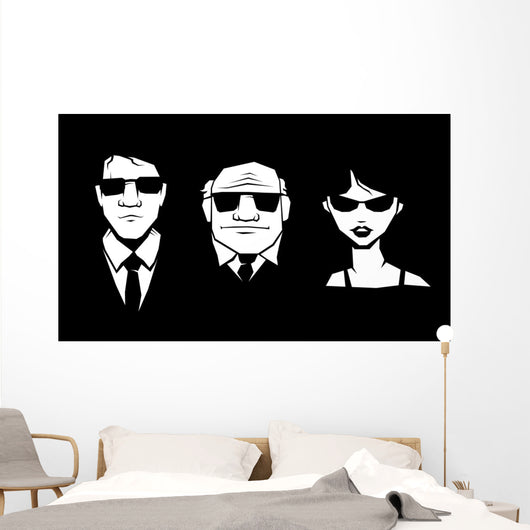 Three Person Glasses and Wall Decal