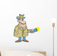 Cartoon Detective Holding Flashlight Wall Decal