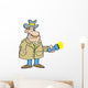 Cartoon Detective Holding Flashlight Wall Decal